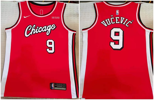 Men's Chicago Bulls #9 Nikola Vucevic 75th Anniversary Red Stitched Basketball Jersey